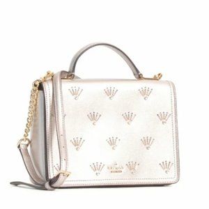 Kate Spade Medium Maisie Patterson Drive Embellished Satchel Bag Metallic